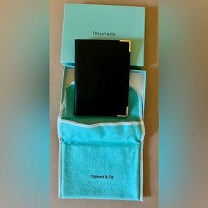 Tiffany & Co. Black Card Holder with Gold Accents